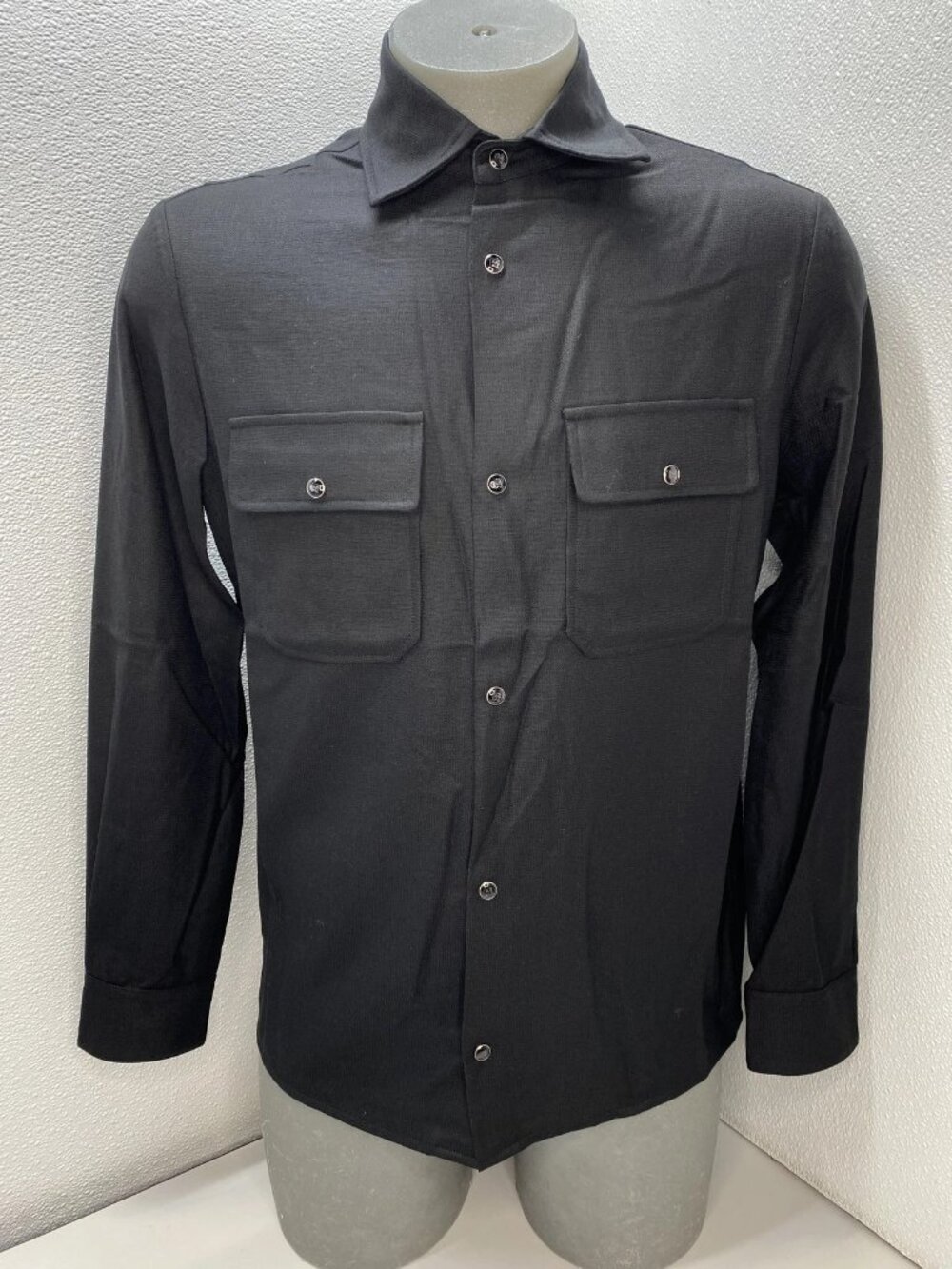 Marco Pescarolo Mens Overshirt Black Size 44 Next Wool Full Snap Up Long Sleeve
